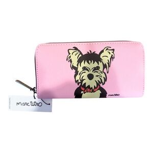 NEW Marc Tetro Zippered Long Wallet Yorkshire Yorky Terrier Pink Multipocket